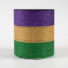 4" Glitter Stripe Ribbon: Mardi Gras (10 Yards)