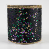 4" Sprinkled Hex Glitter Ribbon: Mardi Gras on Black (10 Yards)