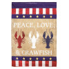 Peace, Love, Crawfish RWB Large Flag (29  x 42)