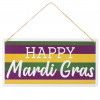 12" Embossed Metal Sign: Happy Mardi Gras Stripes