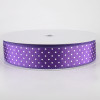 1.5" Ribbed Satin & White Microdots: Purple (50 Yards)