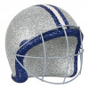 Football Helmet Ornament: Blue & Silver (4")