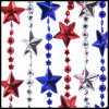 Star Beads 42" Red Silver & Blue