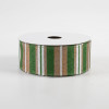 1.5" Horizontal Stripe Ribbon: Metallic Gold & Green (10 Yards)