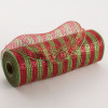 10" Poly Mesh Roll: Deluxe Thin Stripe Red/Lime