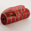 10" Poly Mesh Roll: Deluxe Red/Lime Stripe