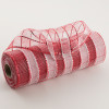10" Poly Mesh Roll: Metallic Wide Foil Red/White Plaid