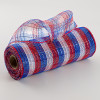 10" Poly Mesh Roll: Metallic Red/White/Blue Check