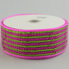 2.5" Poly Mesh Ribbon: Deluxe Wide Foil Lime/Pink Stripe