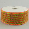 2.5" Poly Mesh Ribbon: Deluxe Wide Foil Lime/Orange Stripe