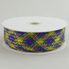 1.5" Deco Flex Mesh Ribbon: Purple/Green/Gold Plaid