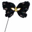 Black & Gold Butterfly Feather Mask on Stick