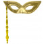 Metallic Cat Eye Stick Mask: Gold