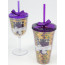 Let the Good Times Roll Mardi Gras Insulated Wine Glass w Lid/Straw