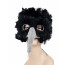 Feather and Rhinestone Long Nose Mask: Black & Silver