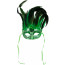 Metallic  Feather Topped Mask: Apple Green