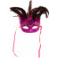 Metallic  Feather Topped Mask: Fuchsia