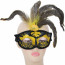 Gold & Black Glitter Fancy Mask With Black Feathers
