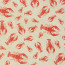 14" Tan Canvas Table Runner: Red Crawfish Pattern