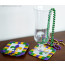 Mardi Gras Fleur De Lis Burlap Coasters (Set of 4)