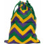 Mardi Gras Chevron Fabric Drawstring Gift Bag (12" x 16")