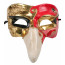 Pulcinella Mask: Red, Pink & Black