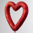 80MM Glitter Foam Open Heart Pick (Set of 4): Red