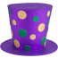 8" Glitter Dot Mardi Gras Top Hat 
