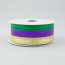 1.5" Stripe Metallic Lame Ribbon: Purple, Green & Gold (10 Yards)