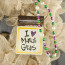 Reclaimed Tin Sign: I Love Mardi Gras (5" X 7")