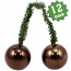 6" Green Tinsel Ties w/ 50mm Balls: Brown (Set of 12)