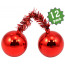 3" Red Tinsel Ties w/ 50mm Balls: Red (Set of 12)