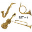 16"-20" Assorted Gold Decorative Music Instruments (Set of 4)