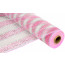 21" Poly Deco Mesh: Pink/White Stripe