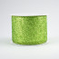 2.5" Glitter On Metallic Ribbon: Lime (10 Yards)