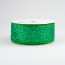 1.5" Glitter On Metallic Ribbon: Emerald (10 Yards)