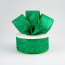 1.5" Glitter On Metallic Ribbon: Emerald (10 Yards)