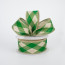 1.5" Argyle Plaid Ribbon: Green & Natural (10 Yards)
