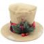 Burlap Christmas Holly Top Hat Decoration: 6.5"