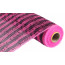 21" Poly Deco Mesh: Deluxe Wide Foil Pink/Black Stripe