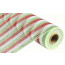 21" Poly Deco Mesh: Deluxe Wide Foil Red/White/Lime Stripe