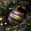 100MM Diagonal Glitter Stripe Ball Ornament: Mardi Gras