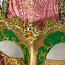 11" Brocade Fabric Horned Mask: Gold, Green, Purple