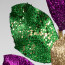 33" Glitter Magnolia Leaf Spray: Purple, Green, Gold