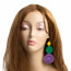 4" Purple, Green & Yellow Triple Crochet Earring