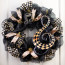 16" Metal Embossed Hanger: Black & Gold Harlequin Treble Clef