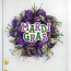 16" Mardi Gras Embossed Metal Hanger: White, Purple, Green, Gold
