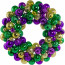 16" Mardi Gras Ball Wreath: Antique Purple, Gold & Green