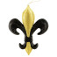 10" Fleur de Lis Ornament: Black & Gold Glitter