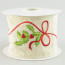 4" Embroidered Sack Cloth Ribbon: Holly Bows (10 Yards)